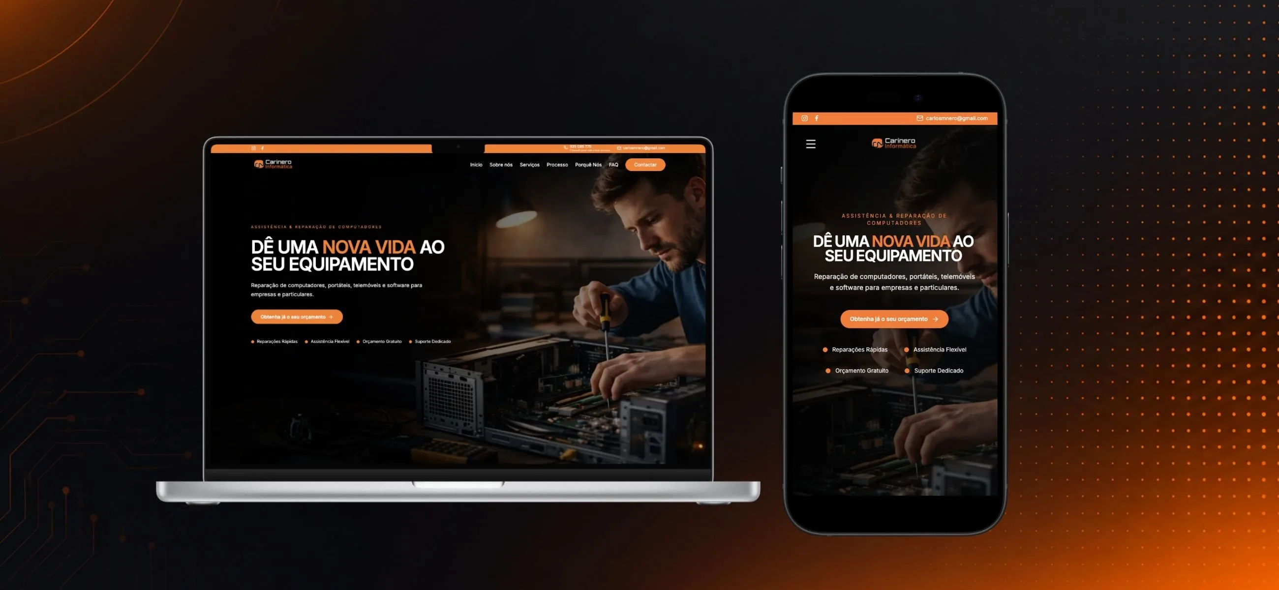 Site Carinero Informática — vista desktop
